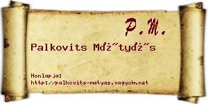 Palkovits Mátyás névjegykártya
